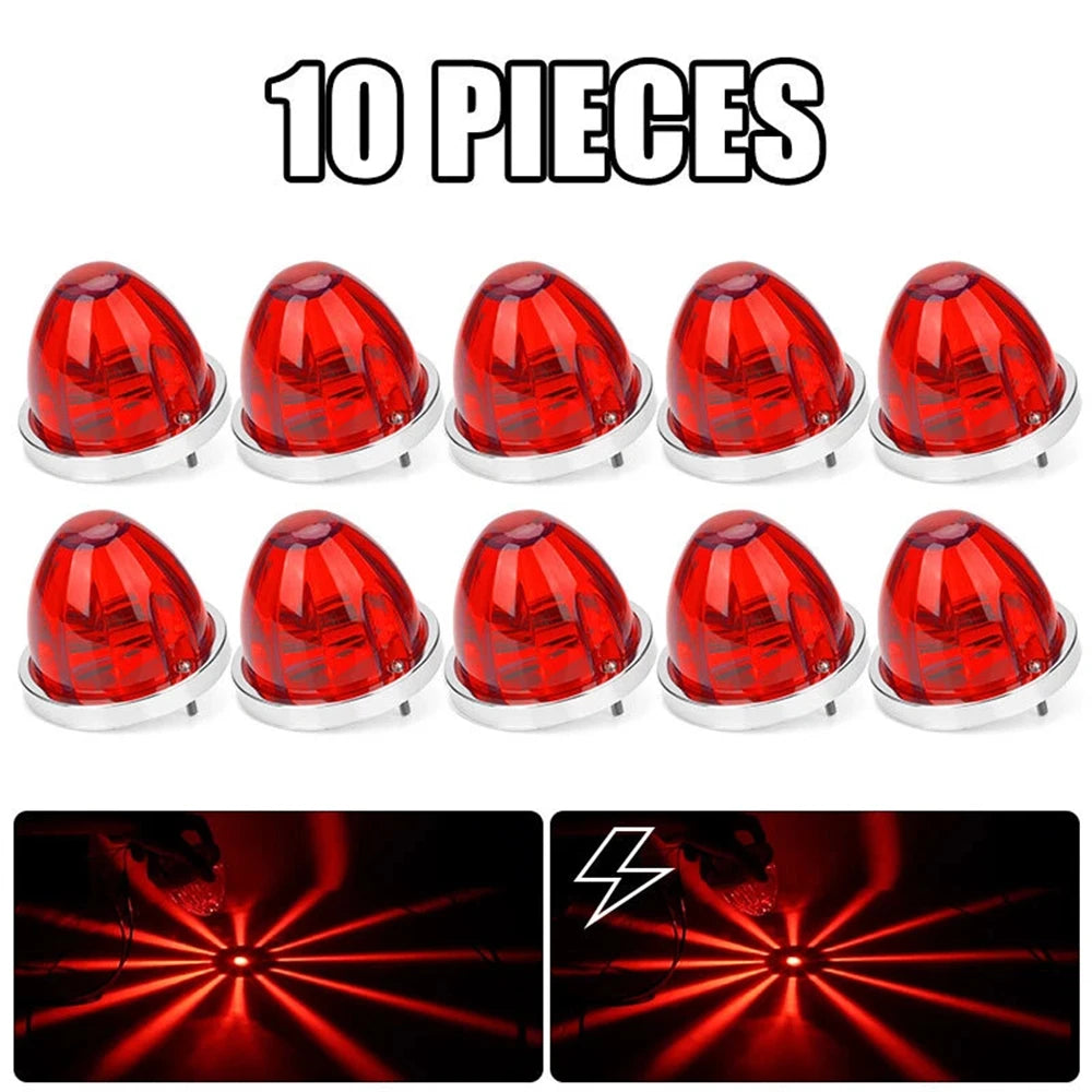 10PCS LED BIG Watermelon Lights Side Marker Clearance Truck Trailer Turn Signal Starburst Water Melon Lights for Semi Truck