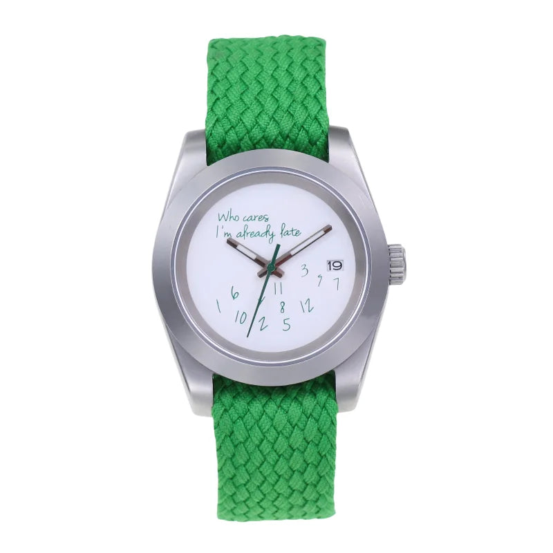 WILDFIRE New Who Cares Lt's Already Late Waterproof Leisure Nh35 Movement Sapphire Crystal Matte Silver Men's Mechanical Watches