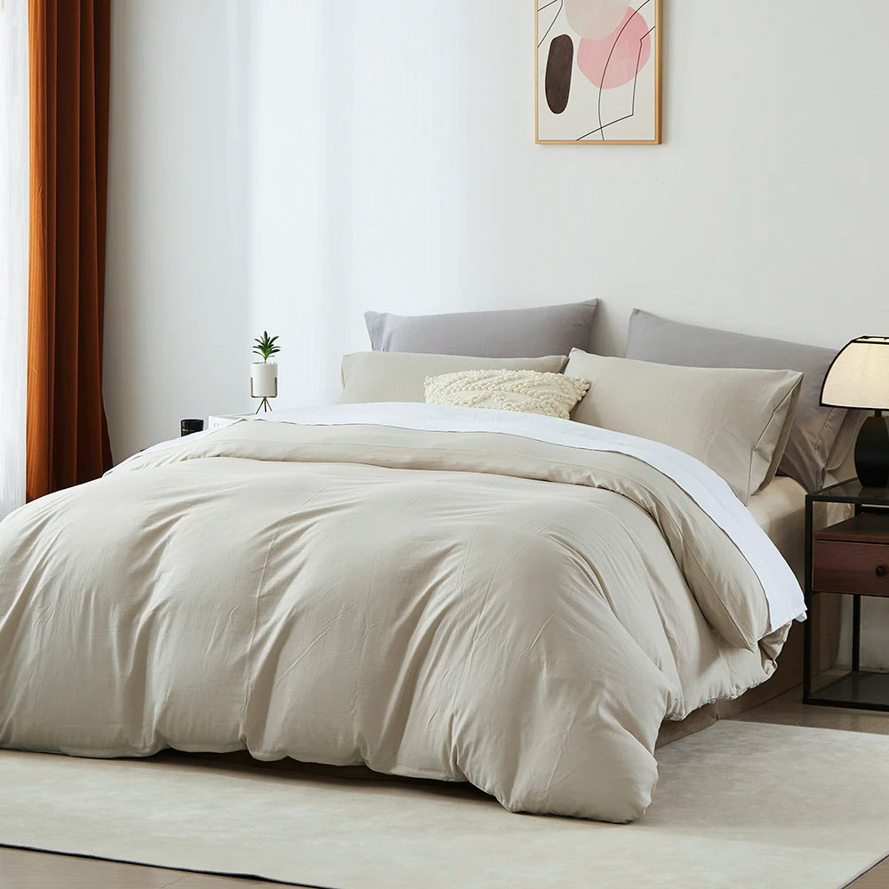 Boho Duvet Cover - Duvet Cover for All Seasons,  Solid Color Chic Home Bedding Duvet Cover, Twin, Full, Queen, King