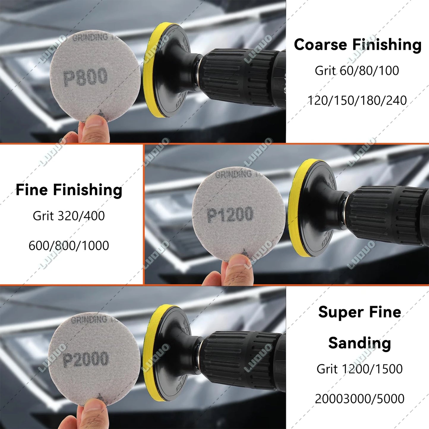3/4/5/6 inch Car Detailing Polishing Buffing Sponge Wool Pad Headlight Restoration Sandpaper For Sanding Waxing Cleaning Washing