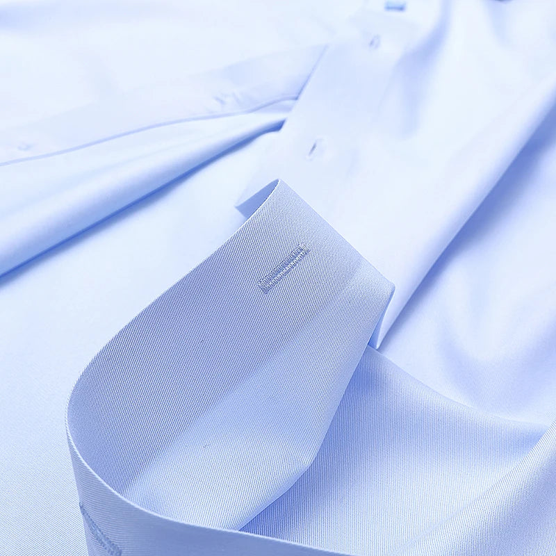 Spring and Autumn New Men's Long-sleeved, Iron-free, Three-proof, Pocket-free Business Attire, White Shirt, Men's Formal Wear