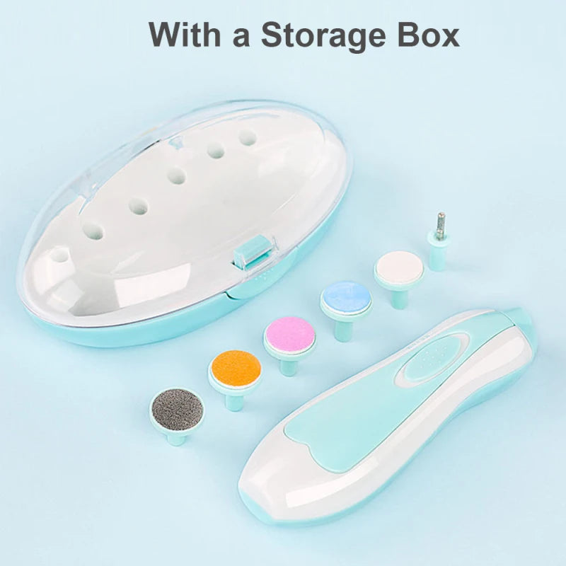 6-in-1 Baby Nail Trimmer with LED Light Electric Nail Trimmer Kit for Infants Toddlers Kids w/ 6pcs Sander Heads Safe Low Noise