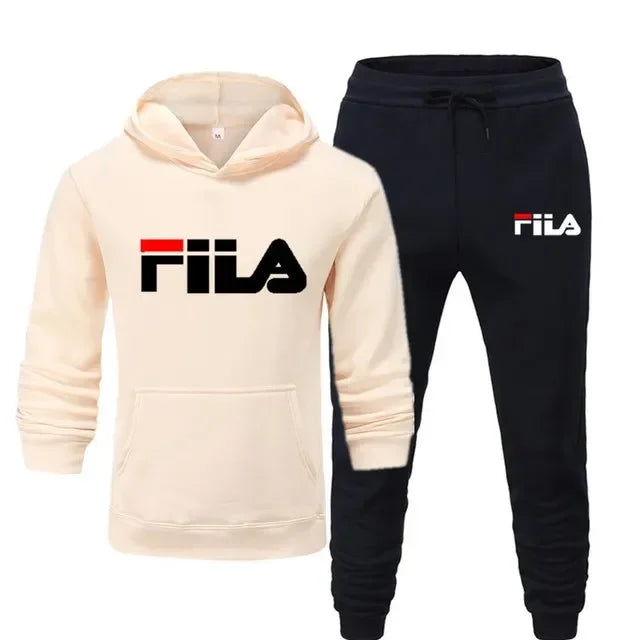 A new men's Spring and Autumn 2025 pullover hoodie + sweatpants two-piece fitness, fashion and casual jogging set