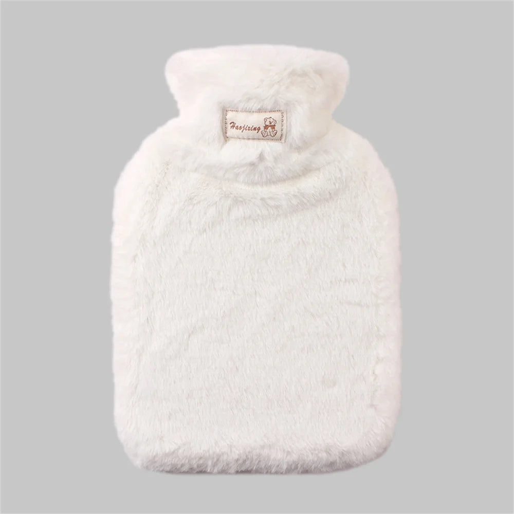 2L Hot Water Bag Protective Case Winter Removable Plush Cover Cold-proof Warm Faux Fur Fleece Cover Heat Preservation Covers