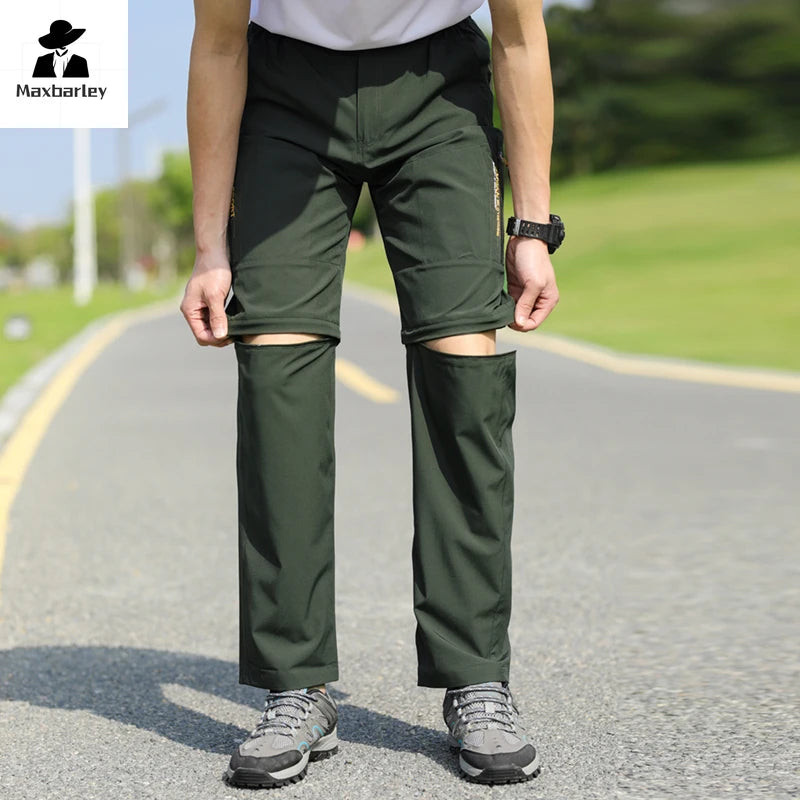 2024 Spring Cargo Pants Outdoor Stretch Lightweight Sports Pants Men's Detachable Two-section Quick-dry Camping Climber Pants