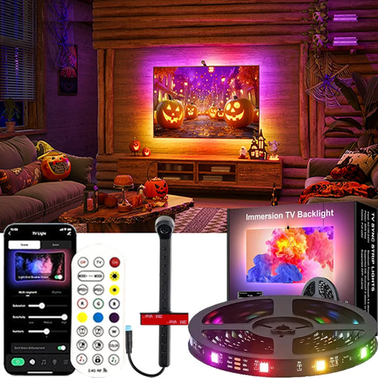 Tv Led Backlight Usb 5V Rgbic Led Strip Light With Camera for 50-75 inch Tv Sync Ambient Backlight Room Decor Christmas Gifts
