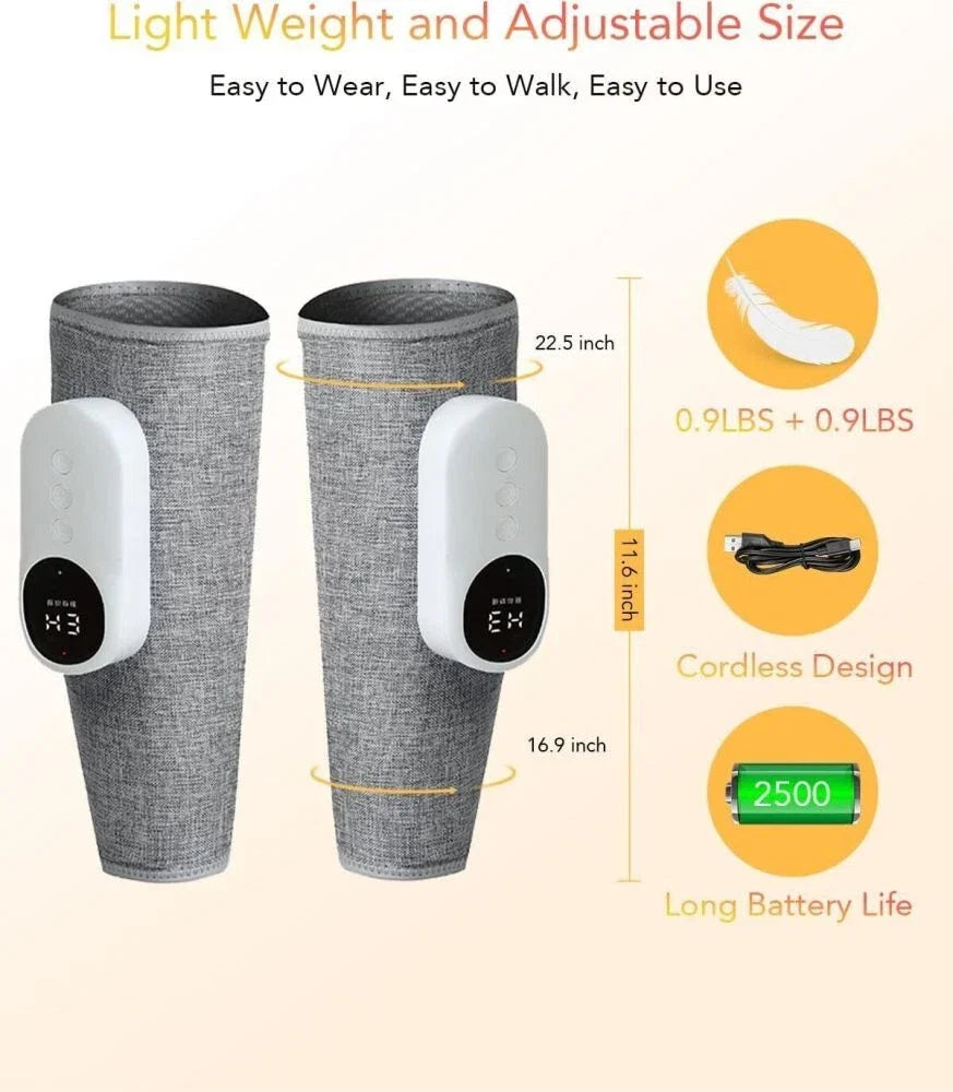 360° Leg Massager 3 Modes Air Compression Heat Calf Massager Adjustable Intensity Relieve Foot Muscle Promote Blood Circulation