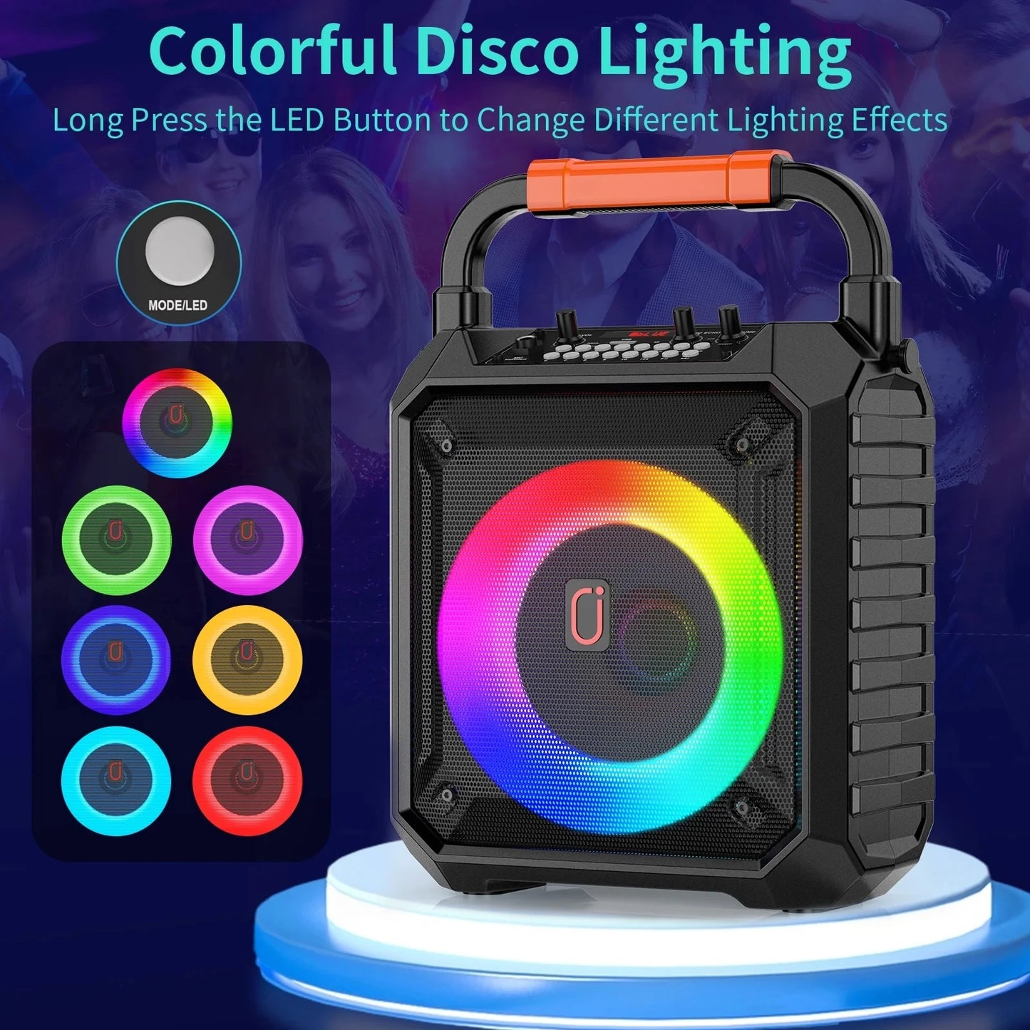 T17 Karaoke Machine Comes with 2 Wireless Karaoke Microphones, Portable Bluetooth Speaker Home Karaoke 0K System, with Rgb Colorful Lights