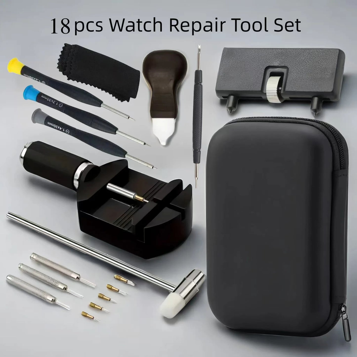 18 Luxury Professional Watch Repair Kits, Including Bottom Openers, Hammers, Spring Bars, And Watch Repair Adjustment Boxes