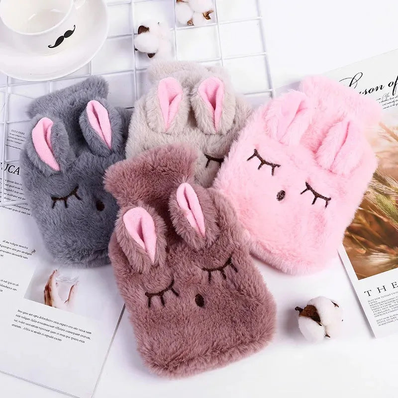 1PC Portable Plush Rabbit Hand Po Warm Water Bottle Stress Pain Relief Therapy Hand Warmer Girls Pocket Hand Feet Hot Water Bag