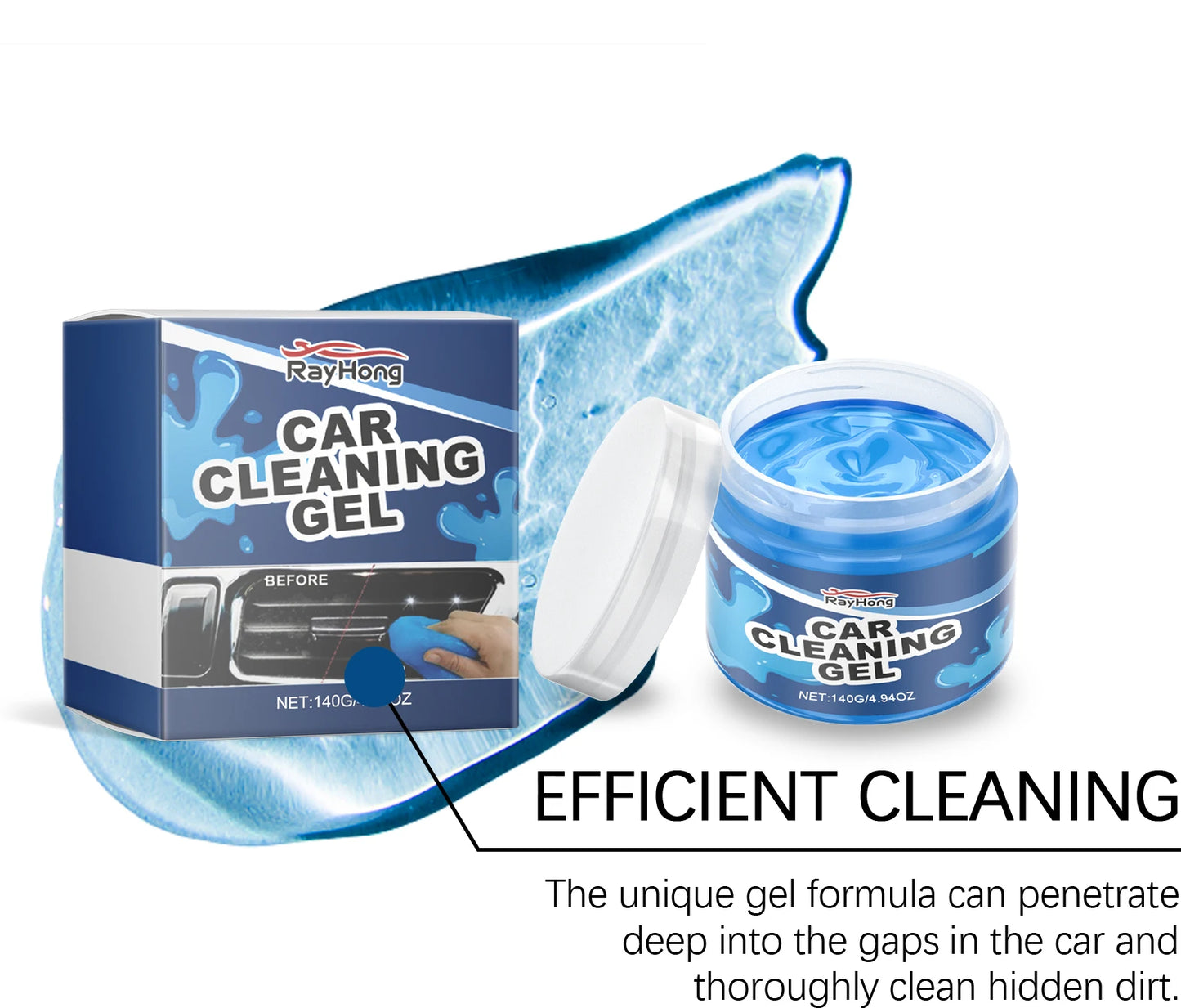 140G Car Cleaning Slime Gel Auto Interior Detailing Putty Reusable Dust Cleaner for Air Vent Keyboard Crevice Tool