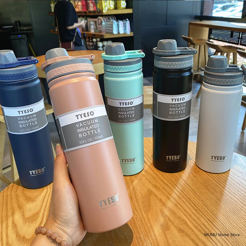 TYESO 530/750ML Thermos Bottle Stainless Steel Vacuum Flask Travel Cup Insulated Water Bottle Sport Thermal Mug Hot & Cold Mug