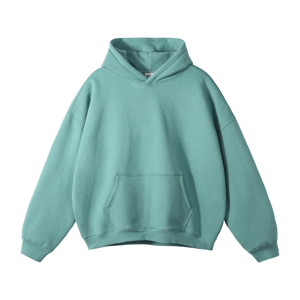 ZODF New Thick 350gsm Fleece Hooded Hoodies For Men Unisex Winter Oversized Loose Basic Solid Sweatshirts Pullovers Coats HY0631