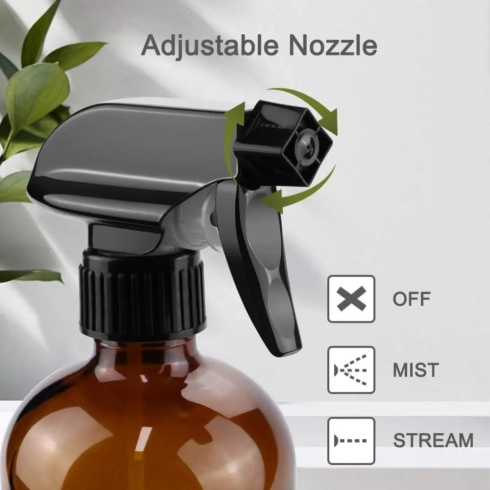 250/500ml Refillable Empty Brown Glass Spray Bottles Container with Triggers Caps for Cleaning Solutions Essential Oils Lotions
