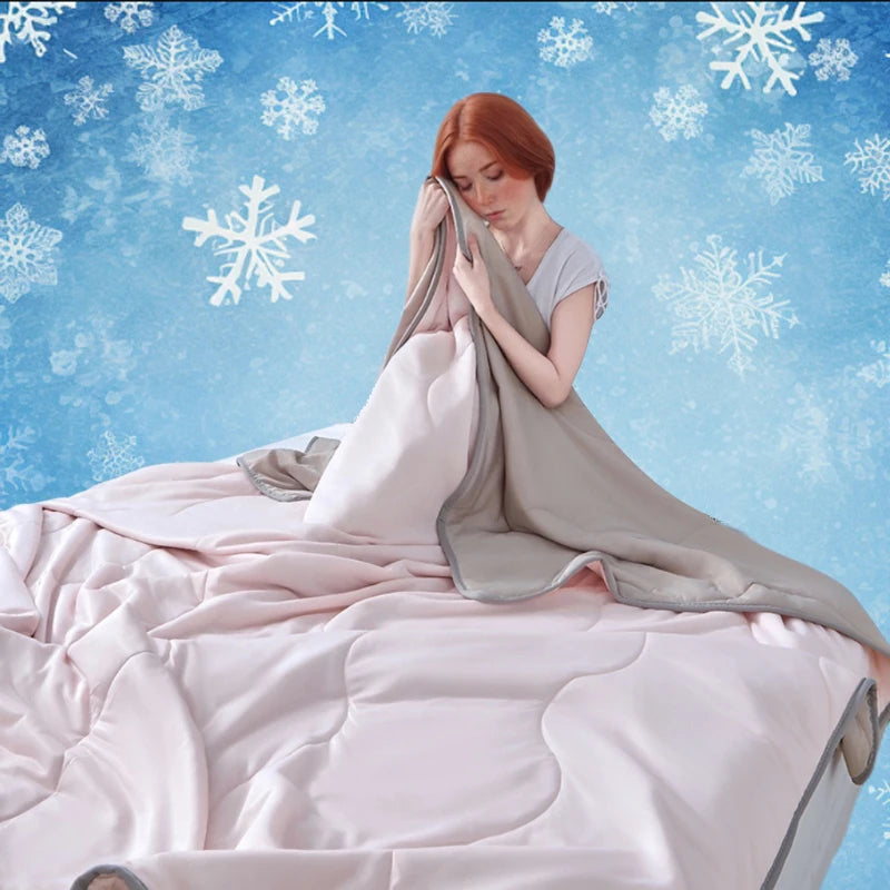 3-in-1 Lightweight Summer AC Quilt with Wave-Quilt Tech & Skin-Friendly Fabric | All-Season Dorm/Home Cooling Bedding