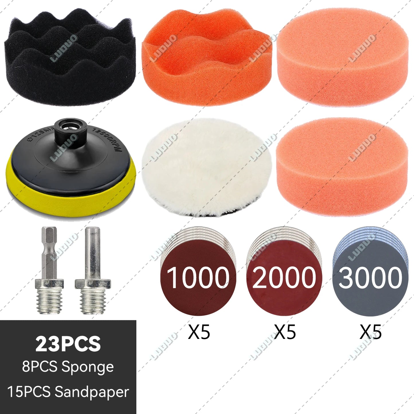 3/4/5/6 inch Car Detailing Polishing Buffing Sponge Wool Pad Headlight Restoration Sandpaper For Sanding Waxing Cleaning Washing