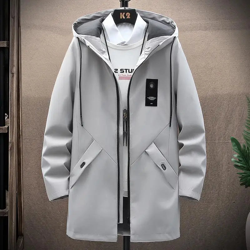 2024 Men's Classic Fashion Trend Long Windbreaker Spring Autumn Men Casual Loose Large Size High-quality Hooded Coat